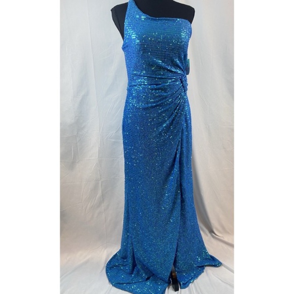 New Morgan & Co 12992  Long‎ Sequin Formal One Shoulder Prom Dress Size 13